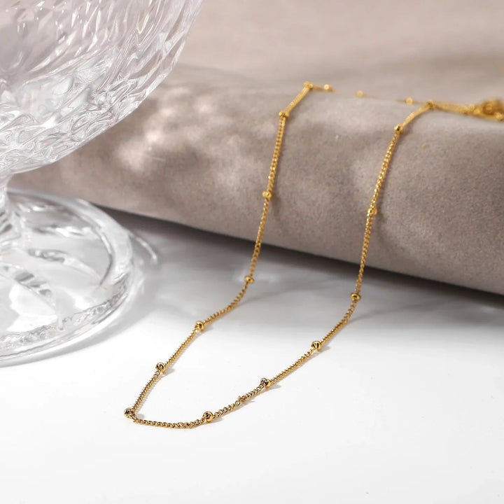 Gold-Plated Beaded Chain Necklace for Women