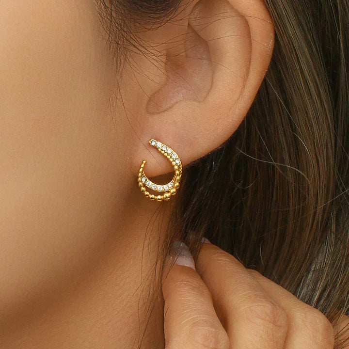 Gold-Plated Cubic Zirconia Huggie Earrings for Women