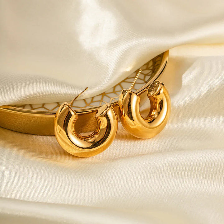 Gold-Plated Chunky Hoop Earrings