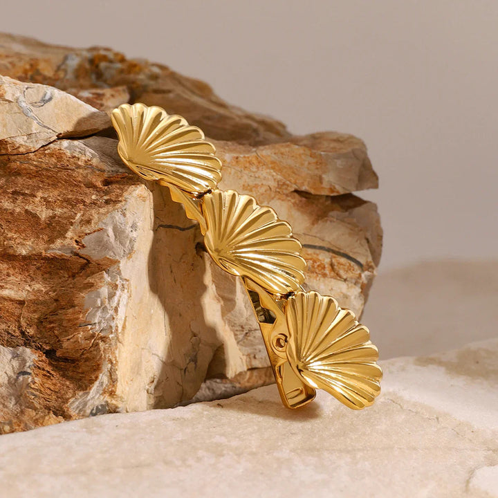 Gold-Plated Serenity Seashell Hair Clip