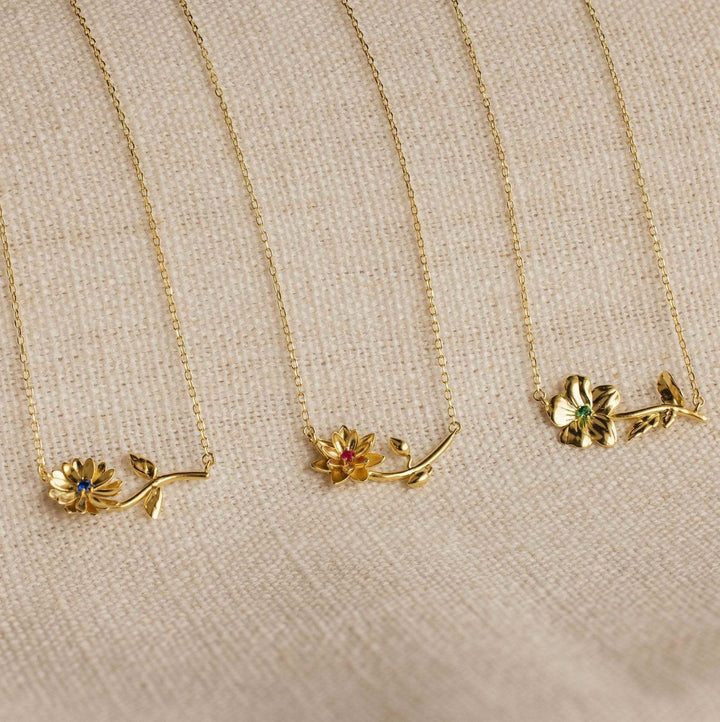 Gold-Tone Crystal Flower Necklace Jewelry Set