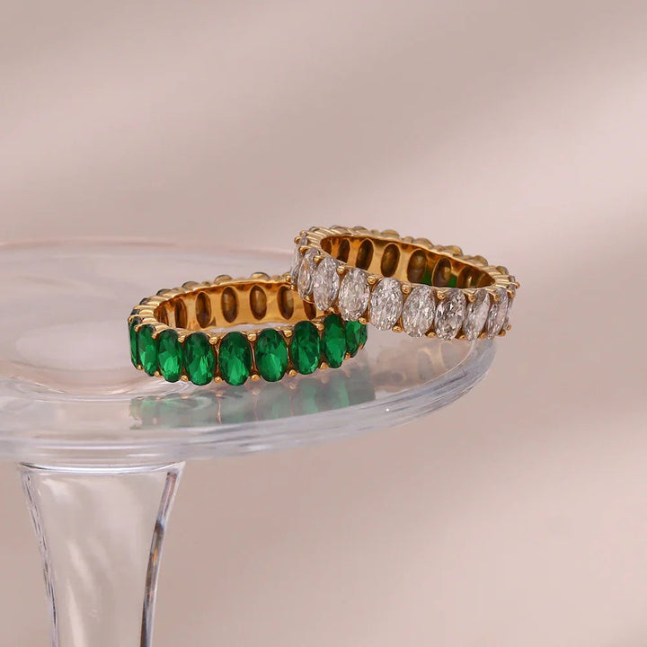 Gold-Plated CZ Eternity Band Ring for Women