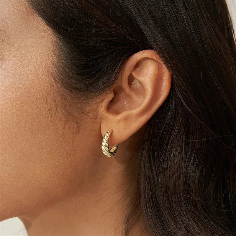 Gold-Plated Chunky Huggie Earrings for Women