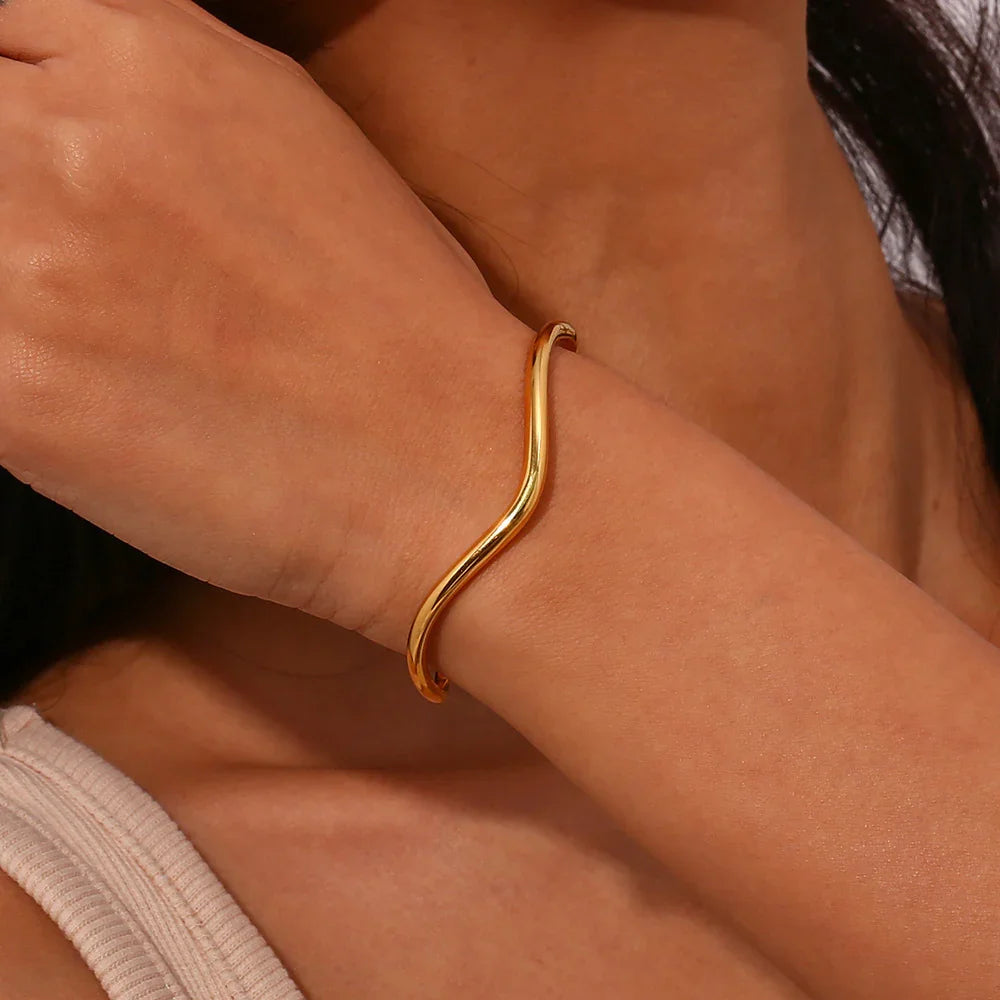 Gold-Plated Minimalist Cuff Bracelet for Women