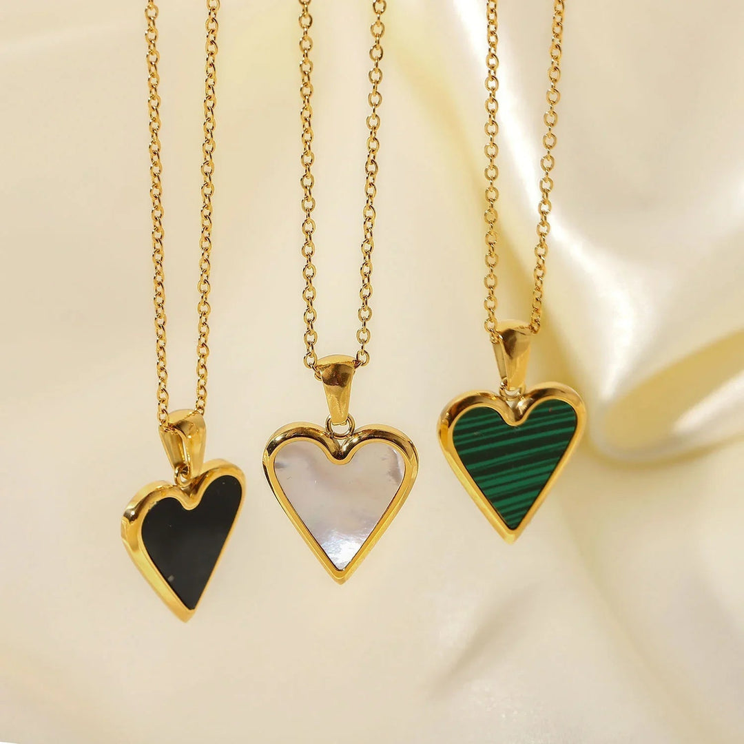 Gold-Plated Heart Necklace with Stainless Steel