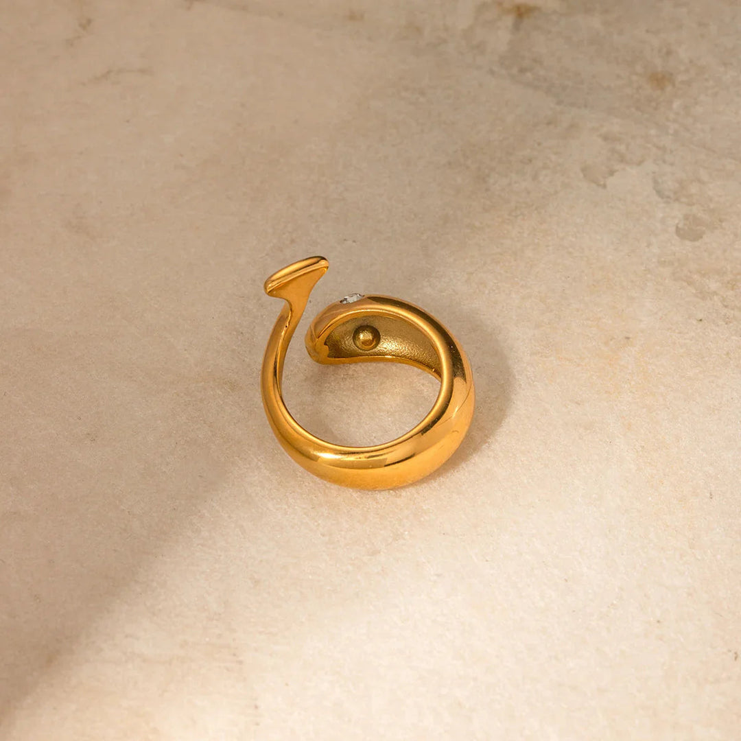 Gold-Plated Serpent Ring with Diamond Simulant