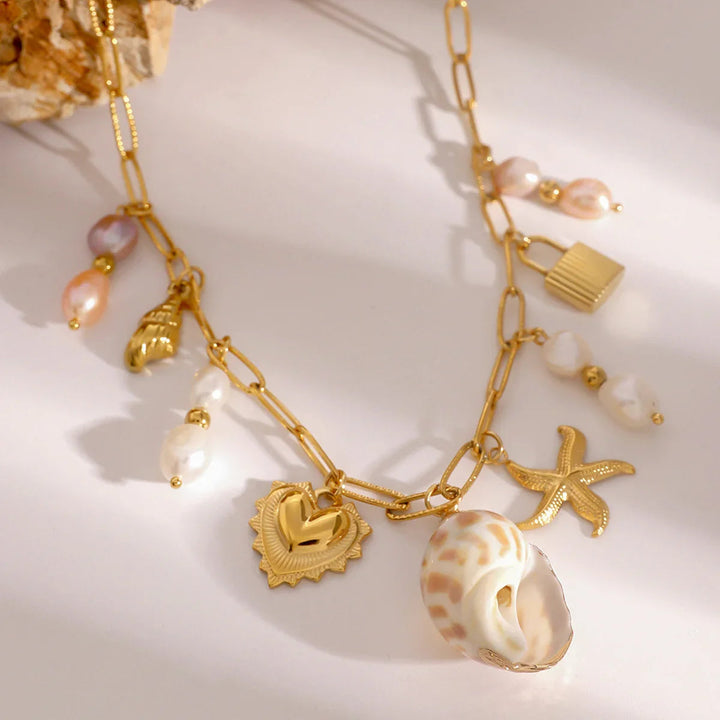 Gold-Plated Ocean Charm Necklace for Women