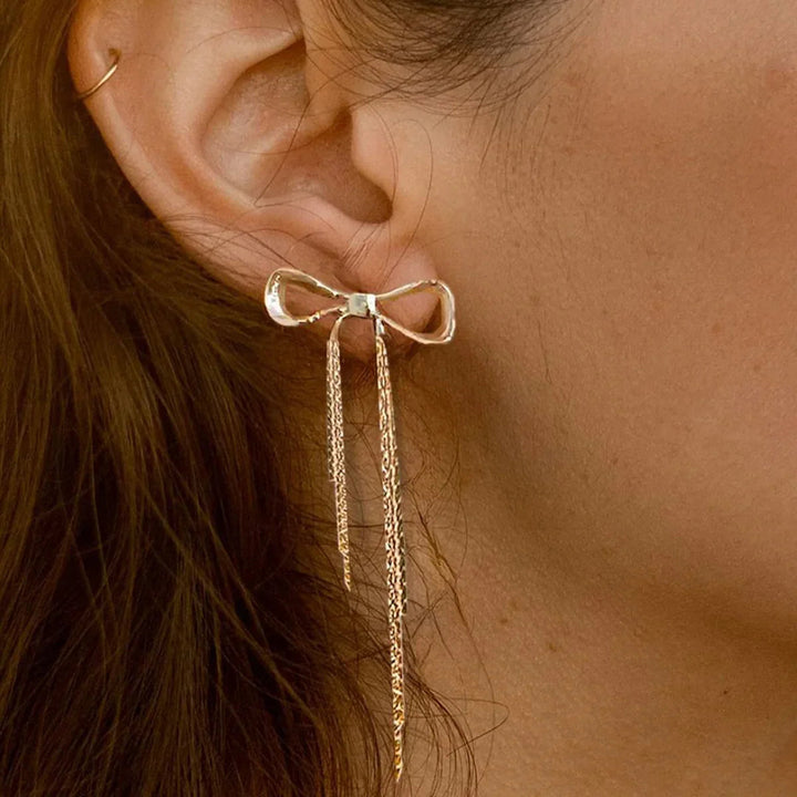 Gold-Plated Stainless Steel Bow Earrings