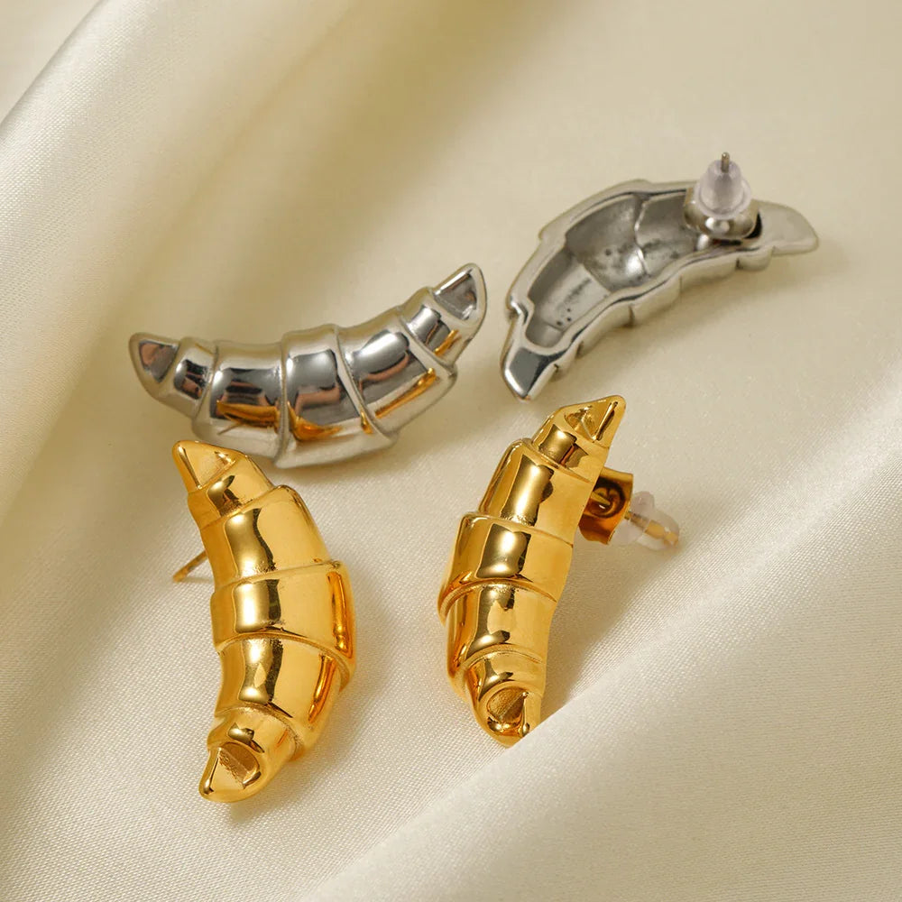 Gold-Plated Chunky Round Stud Earrings