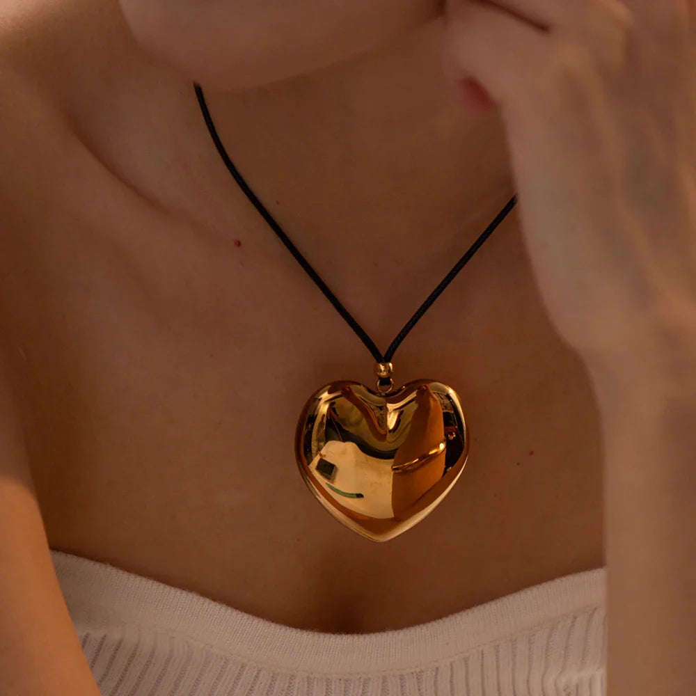 Gold-Plated Heart Pendant Necklace