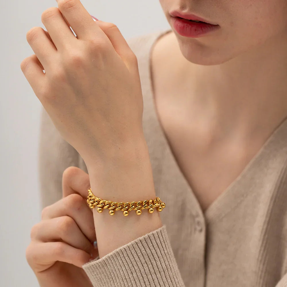 Gold-Plated Charm Chain Bracelet for Women