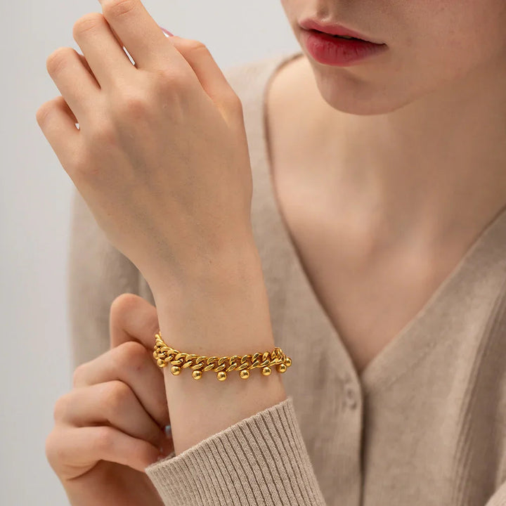Gold-Plated Charm Chain Bracelet for Women