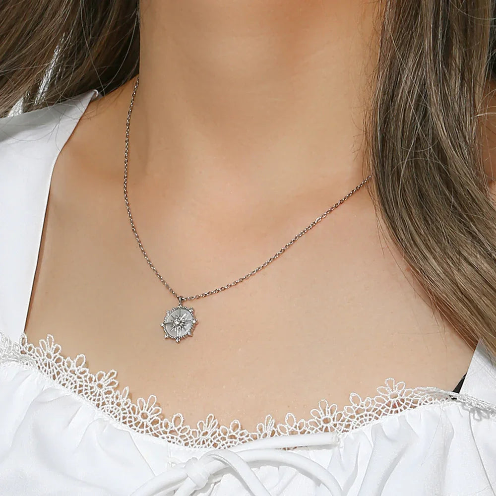 Gold-Plated CZ Star Pendant Necklace For Women