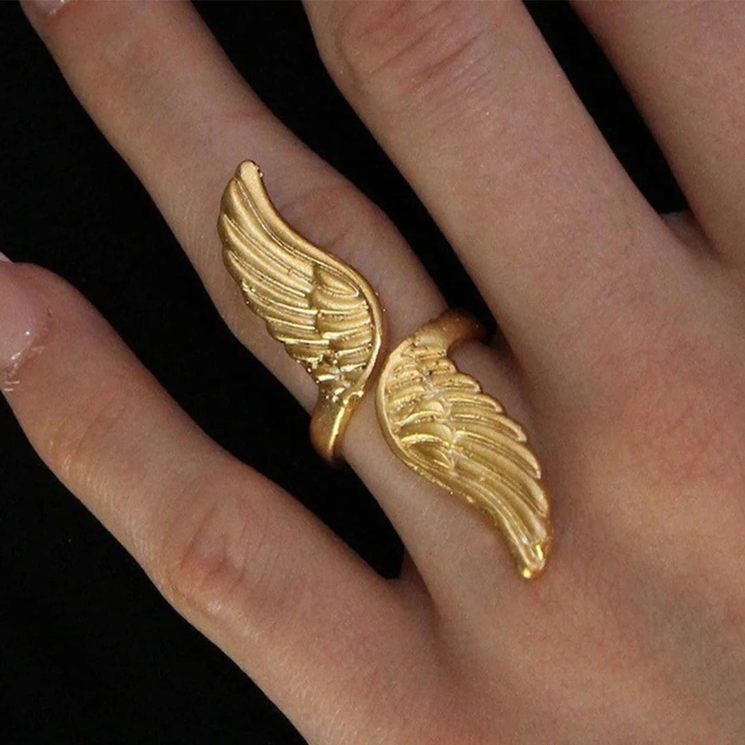 Gold-Plated Wing Statement Ring for Women
