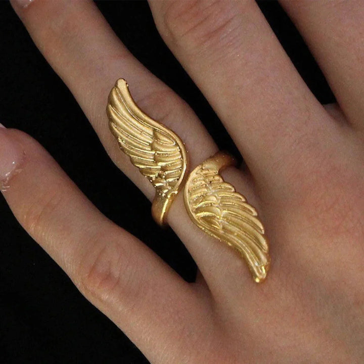 Gold-Plated Wing Statement Ring for Women