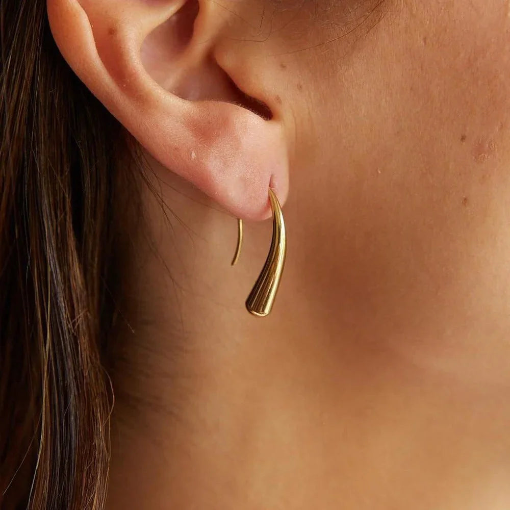 Gold-Plated Curved Drop Earrings for Women