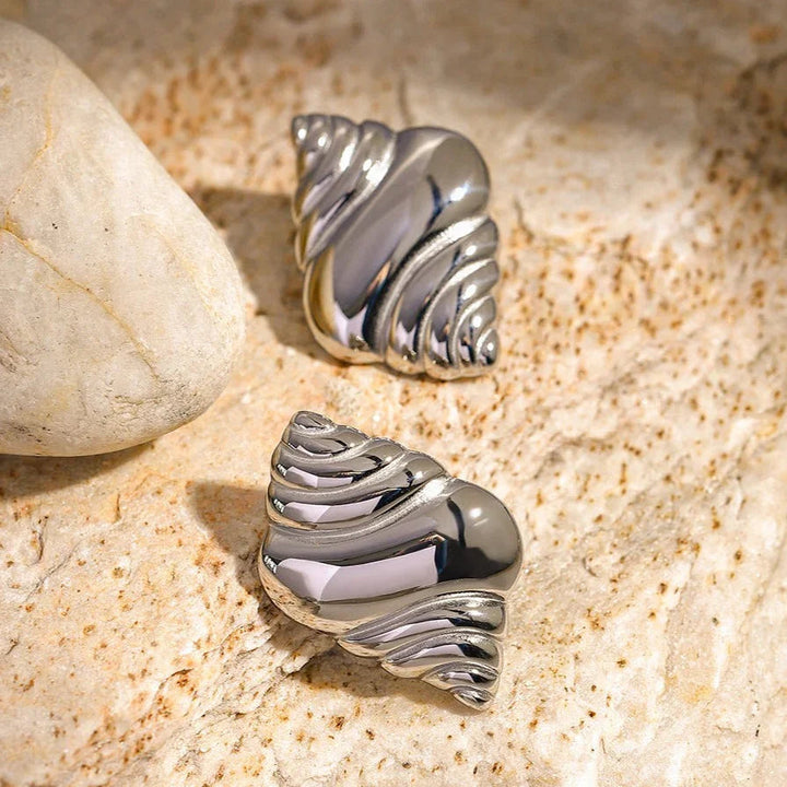 Silver Croissant-Shaped Stud Earrings