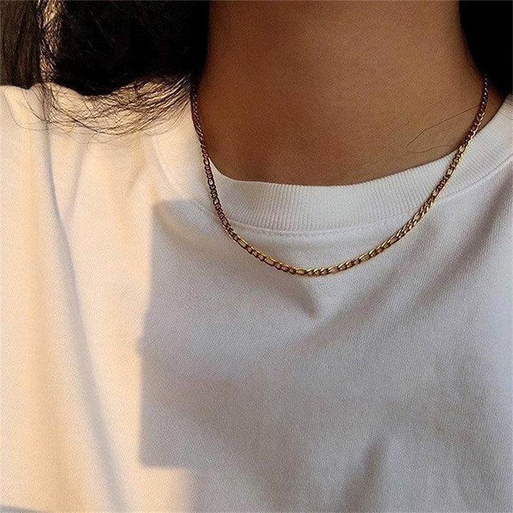 Gold-Plated Alternating Link Chain Necklace