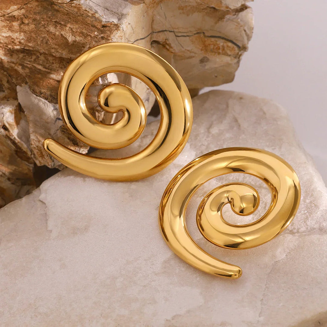 Gold-Plated Spiral Earrings
