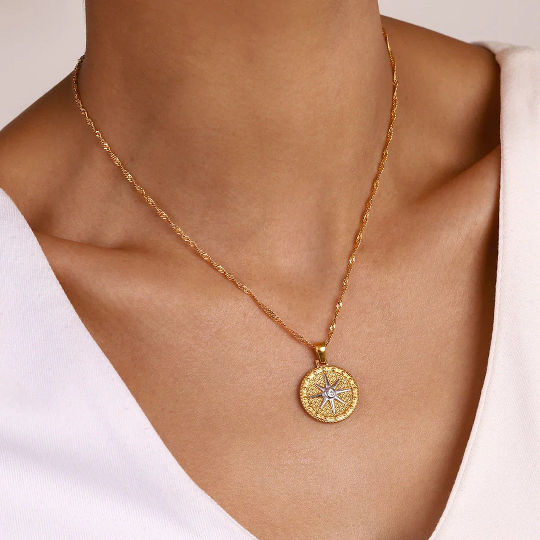 Gold-Plated CZ Star Pendant Necklace for Women