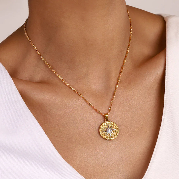 Gold-Plated CZ Star Pendant Necklace for Women
