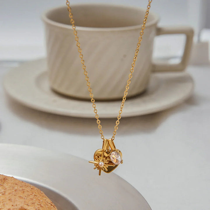 Gold Plated Cubic Zirconia Pendant Necklace for Mom
