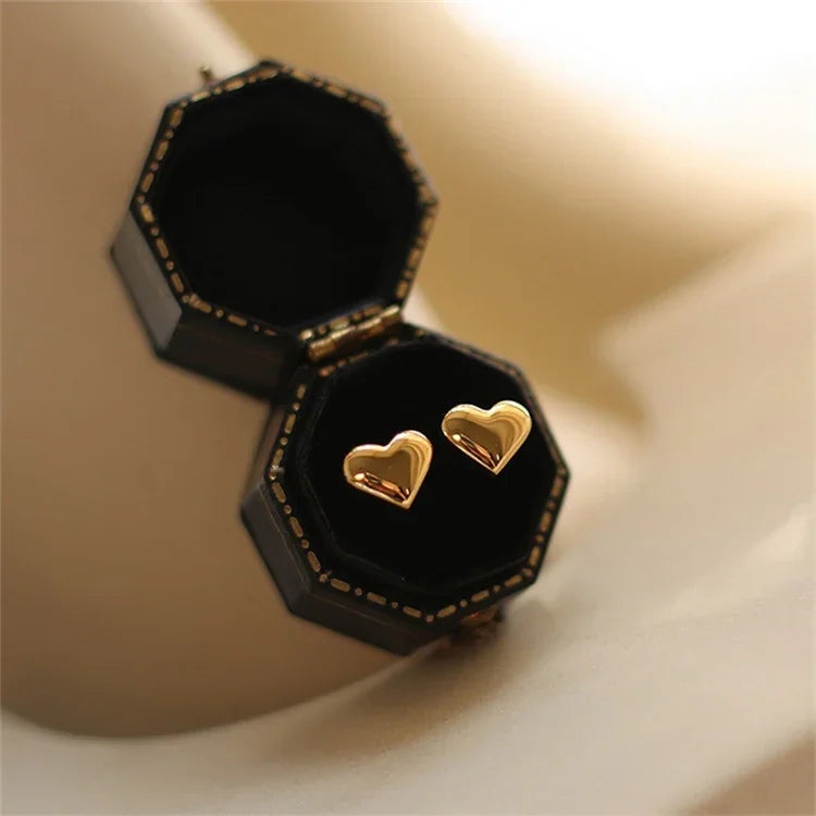 Gold-Plated Heart Stud Earrings for Women