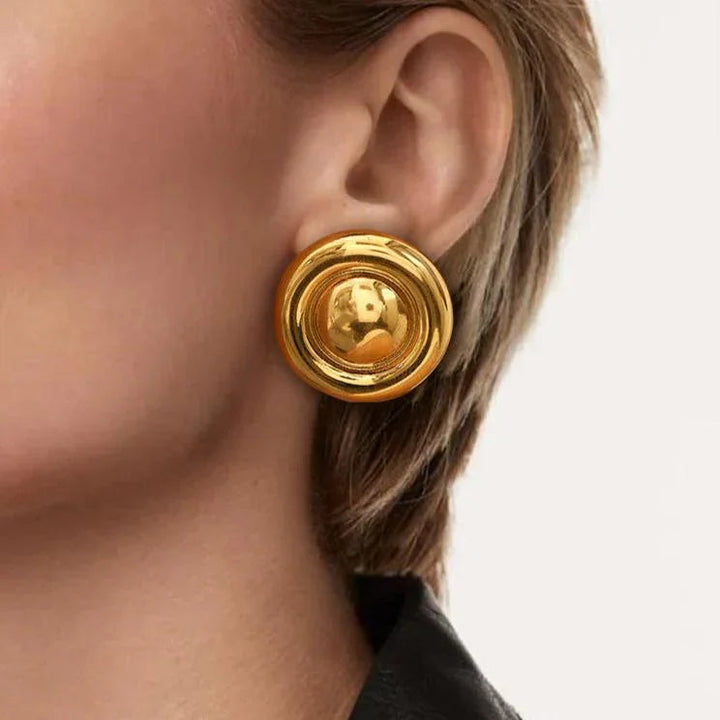 Gold-Plated Button Earrings for Women