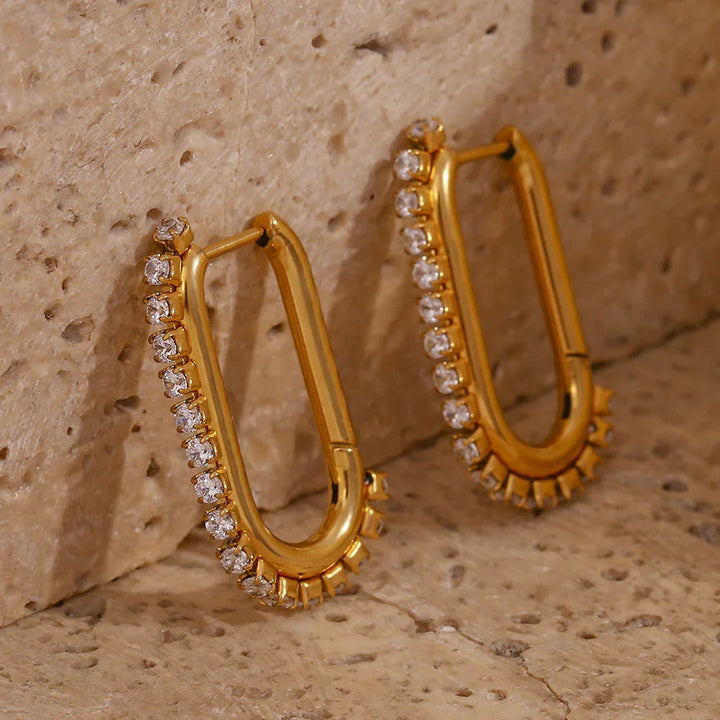 Gold-Plated Diamond Loop Earrings For Women