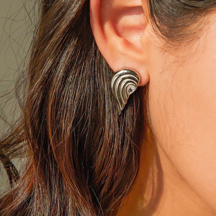 Gold-Plated Heart-Shaped Earrings with Diamond Simulants