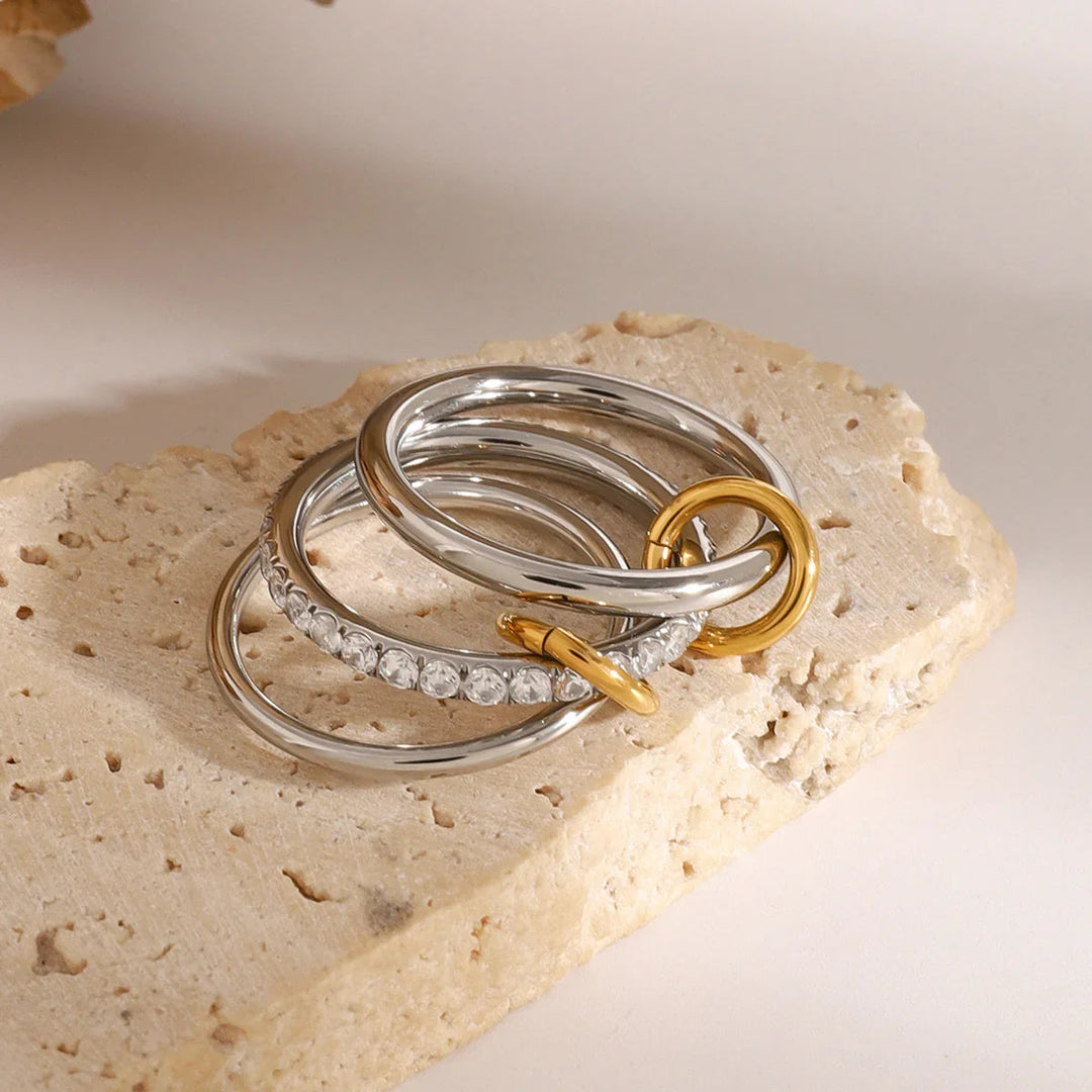 Silver-Plated CZ Stacked Ring for Women