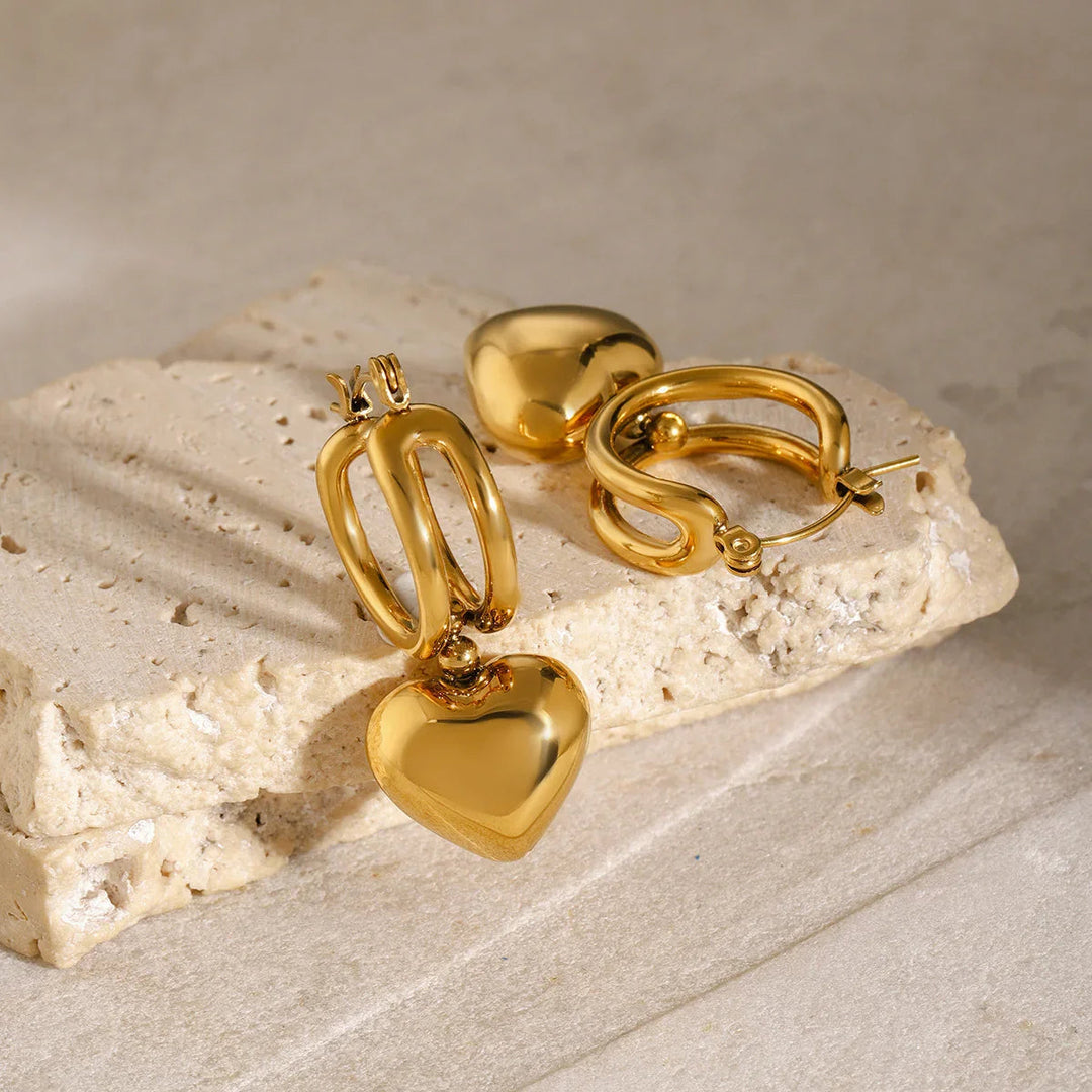 Gold-Plated Heart Drop Earrings for Women