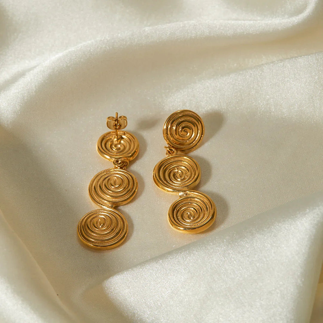 Gold-Plated Infinity Spiral Earrings for Women with Stainless Steel