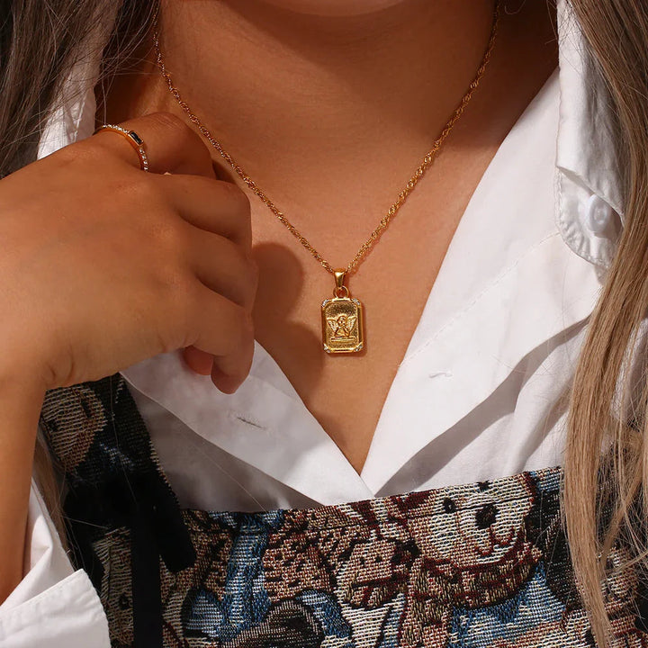 Gold-Plated Angel Pendant Necklace For Women