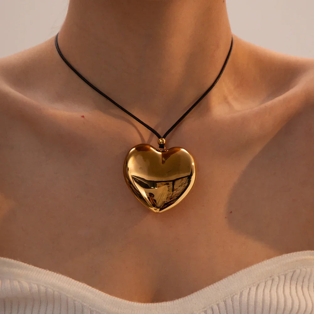 Gold-Plated Heart Pendant Necklace