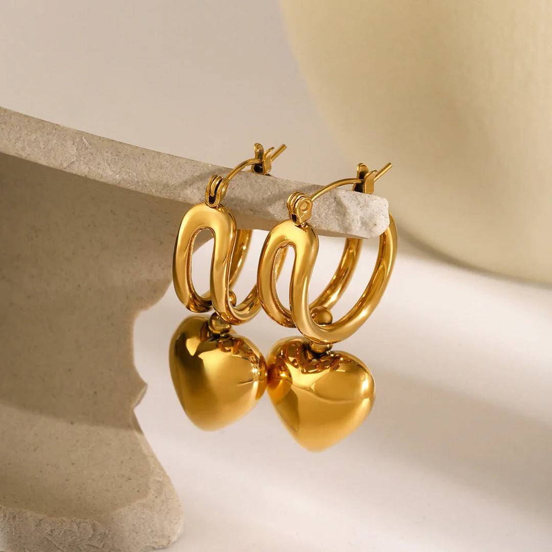 Gold-Plated Heart Drop Earrings for Women