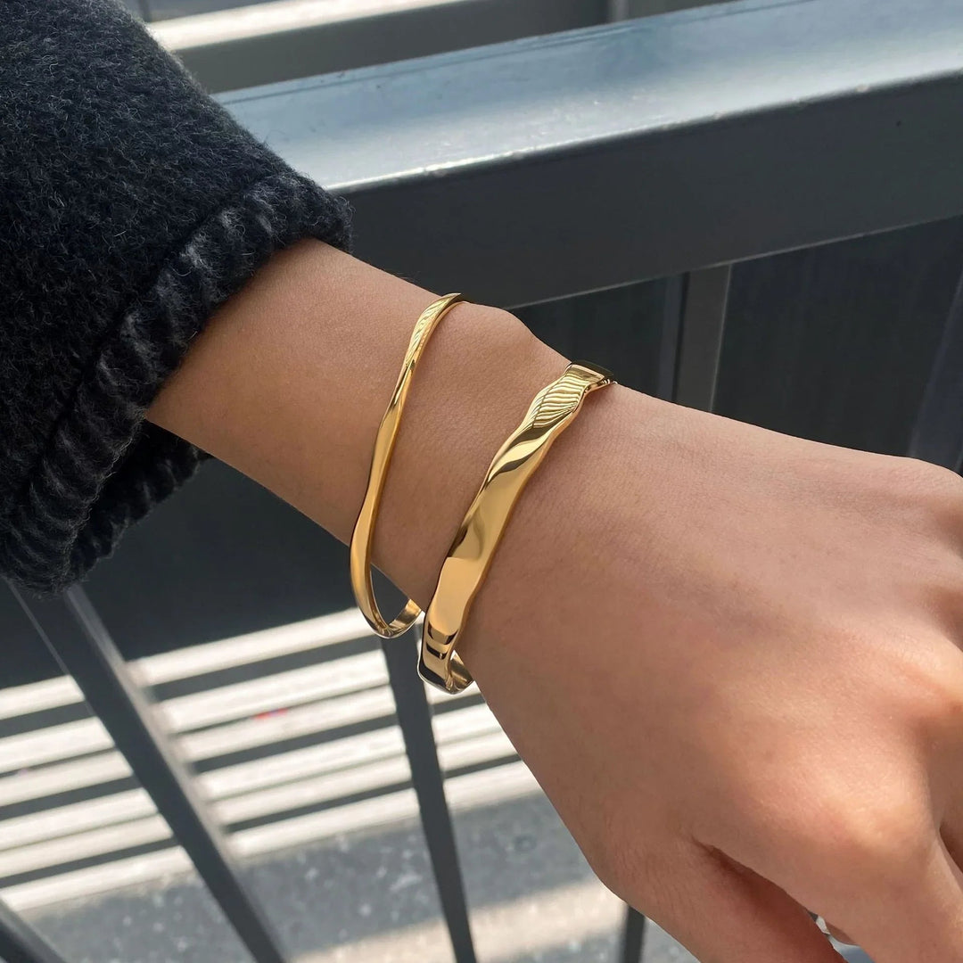 Gold Plated Stainless Steel Bangle Bracelet for Women