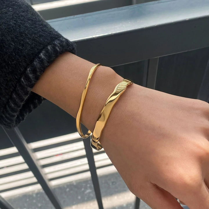 Gold Plated Stainless Steel Bangle Bracelet for Women