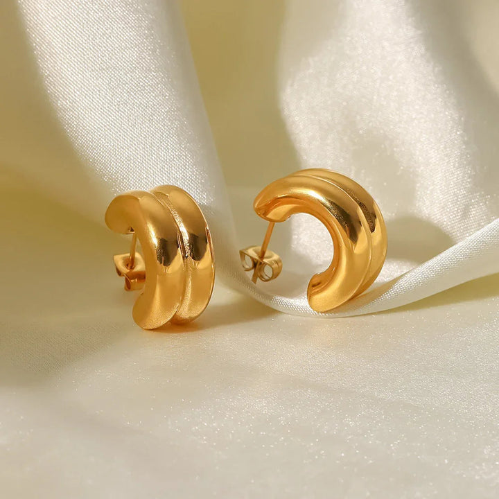 Gold-Plated Chunky Hoop Earrings