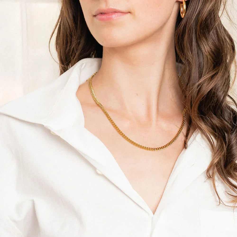Gold-Tone Curb Link Chain Necklace