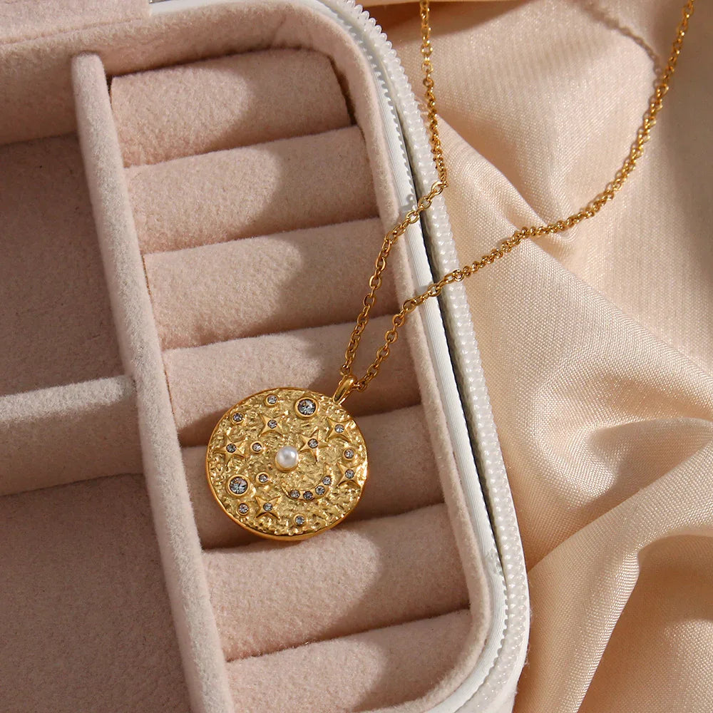 Gold-Plated Cosmic Pendant Necklace For Women