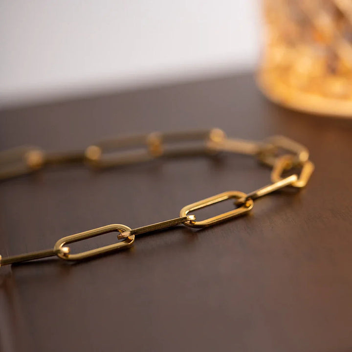 Gold-Plated Bold Paperclip Link Chain Necklace for Women