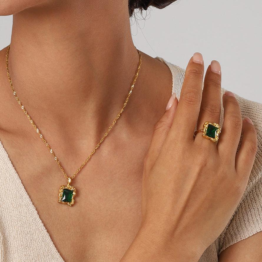Gold-Plated Emerald Ring