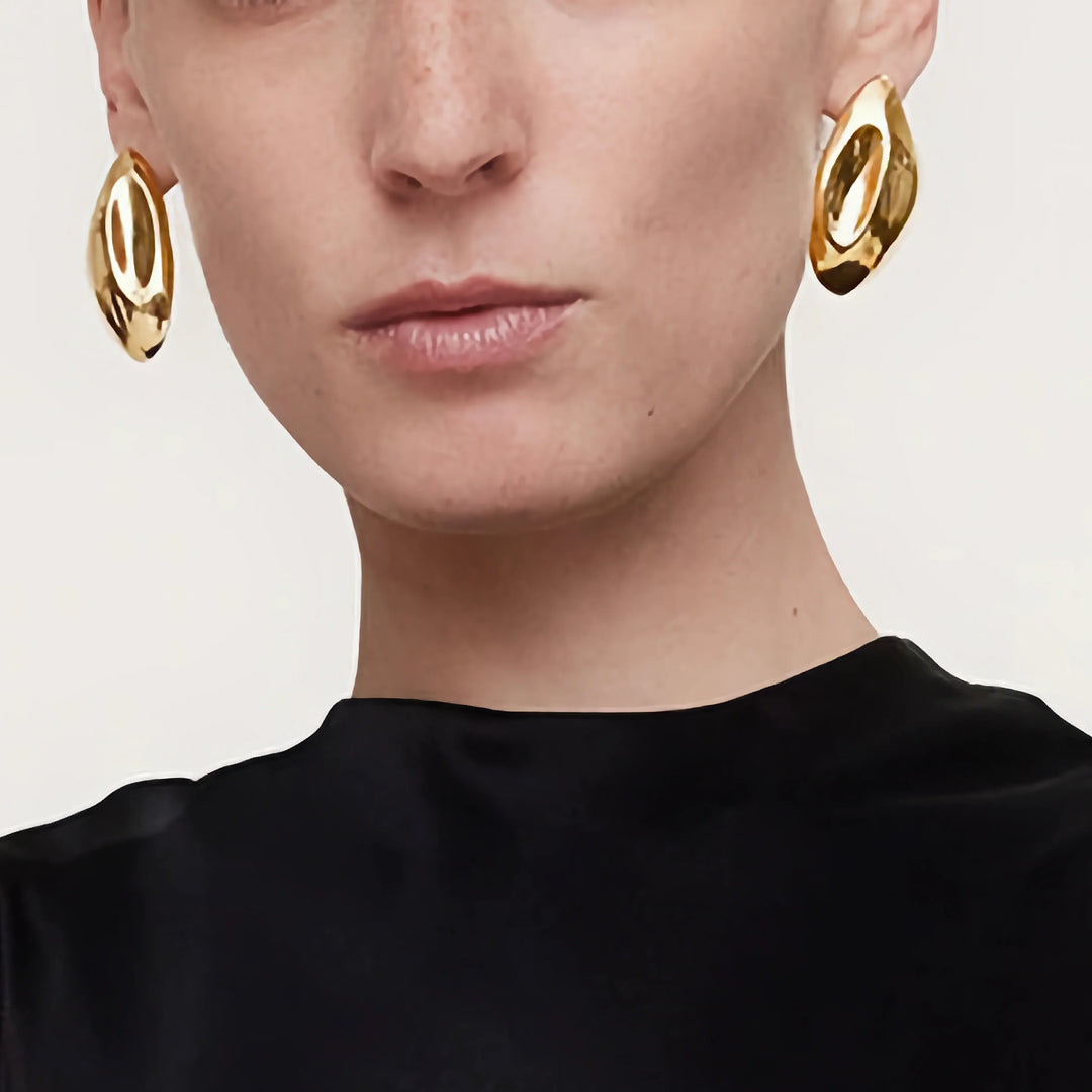 Gold-Plated Sculptural Earrings for Women