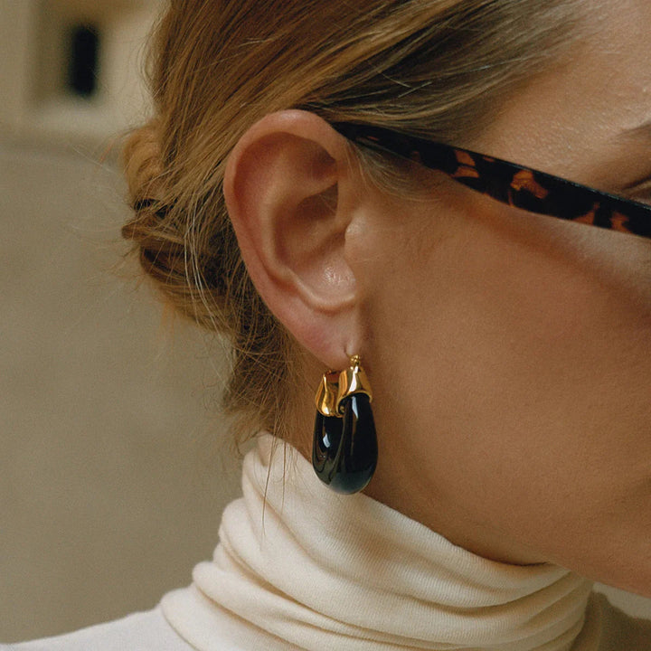Gold-Plated Chunky Enamel Hoop Earrings