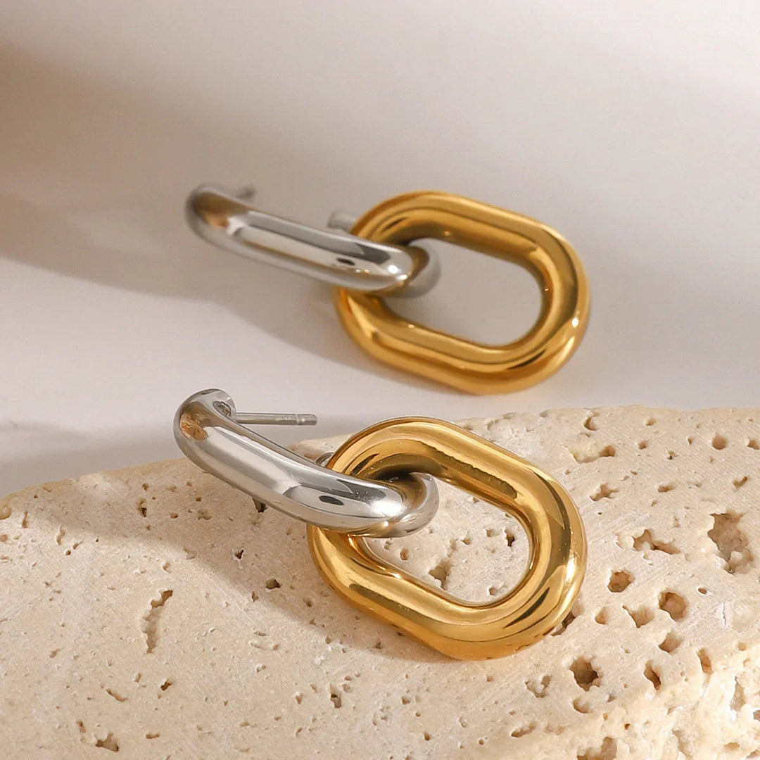 Gold-Plated Silver-Tone Double Hoop Earrings