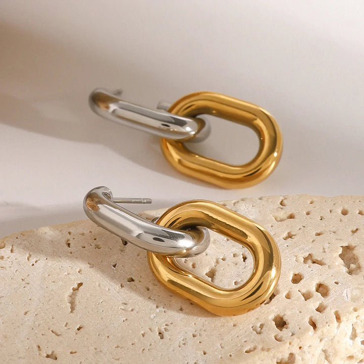 Gold-Plated Silver-Tone Double Hoop Earrings