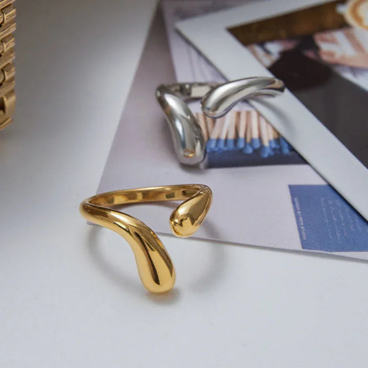 Gold Plated Stainless Steel Twisted Band Ring for Women