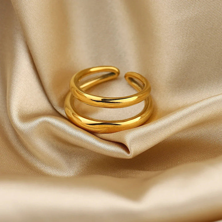 Gold-Plated Curved Open Ring for Women
