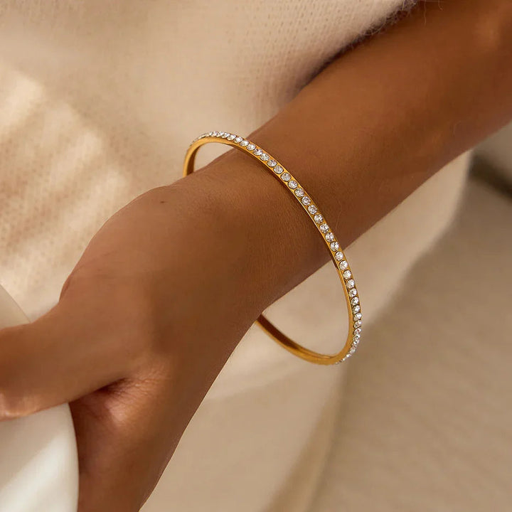 Gold-Plated CZ Bangle for Women
